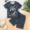 thumbnail image 3 of Hiijoy Big Boys Outfits Dinosaur Print Short Sleeve T Shirt Shorts Set, Sizes 11-12Y, 3 of 3