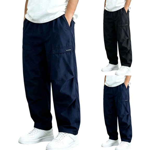 YUANxueke Boys Fleece Cargo Pants Elastic Waist Outdoor Hiking Sweatpants with Pockets,Black,Sizes 3-15