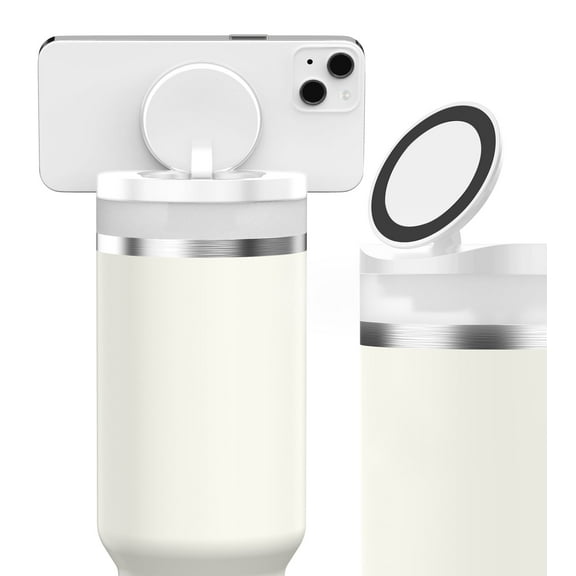 For Stanley Cup Accessory Magnetic Phone Holder for Quencher FlowState 40 OZ Tumbler Magsafe Phone Stand for Gym Office Home Car White Holder