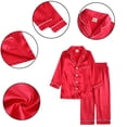 thumbnail image 2 of LYMAYTER Kid Baby Satin Pajama Set for Boys Girls 9M-13T Toddler Button down Silky Pajama Sleepwear Newborn Long Sleeve Nightwear Long Pants Loungewear, 2 of 9