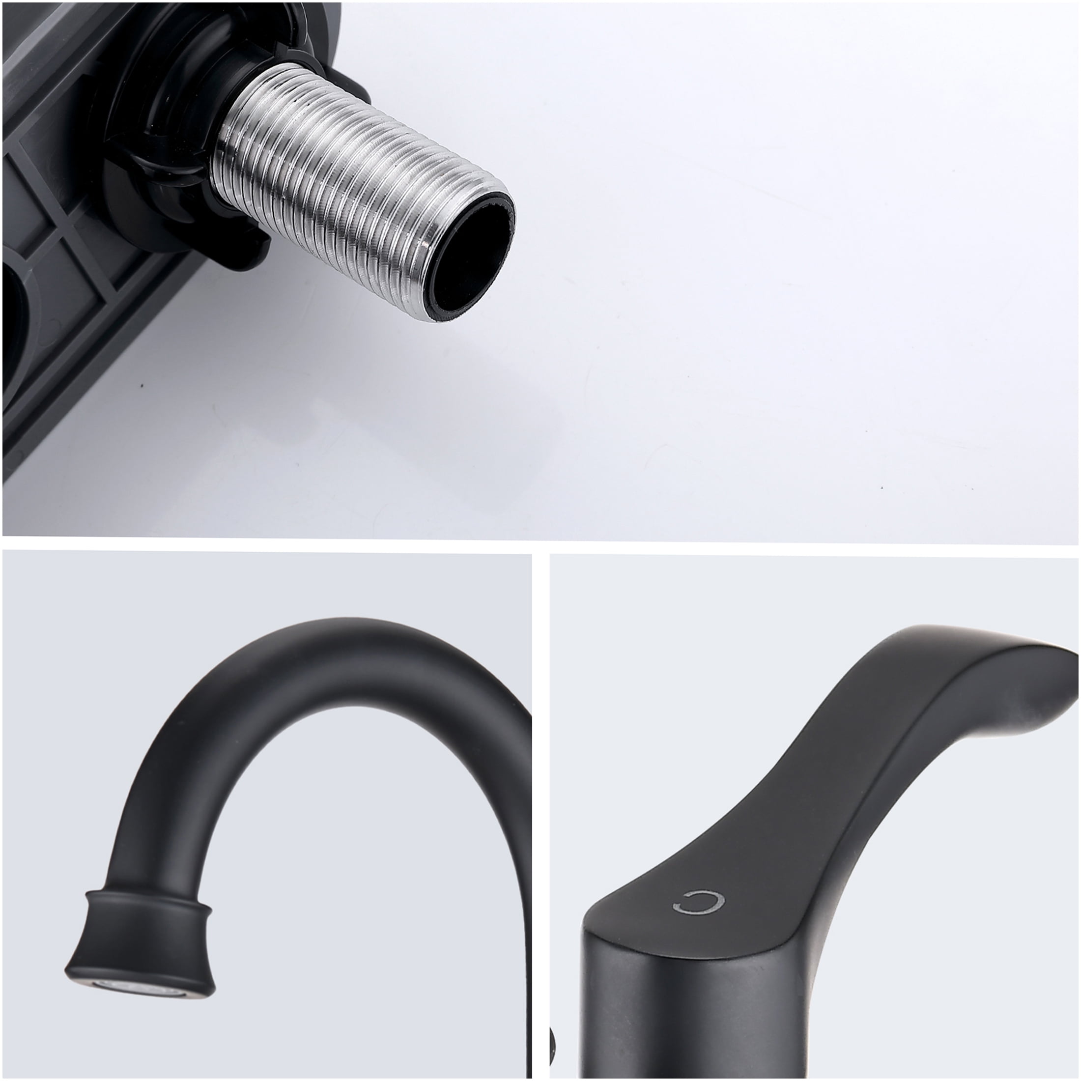 JERFIT 4-inch Centerset Bathroom Faucet with 360° Swivel Spout and Pop-Up Drain, Matte Black Finish, 2-Handle High Arc Zinc Alloy Faucet for Bathroom Sink