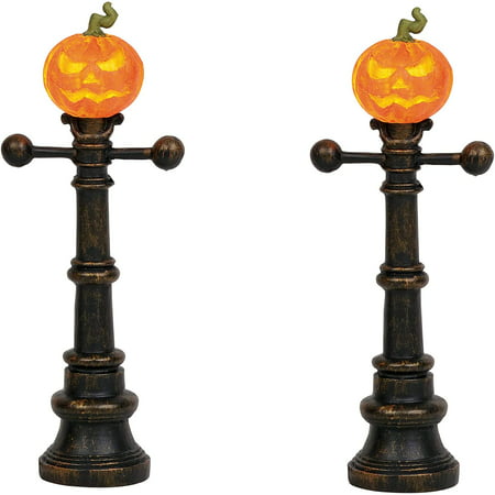 Department 56 6003301 Village Cross Product Accessories Halloween Scary Pumpkin Street Lamps Lit Figurine Set, 4.875 Inch, Multicolor, GENUINE.., By Brand Department 56