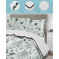thumbnail image 4 of Quilts Twin XL Size, Sage Green Flower Soft Comforter Bedding Set for Bed, Vintage Rose Floral Botanical Leaf Lightweight Quilted Bedspread with Pillow Cover(2 Pieces) for All Season, 68x98 Inch, 4 of 6