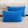 thumbnail image 1 of SURJDE Royal Blue Striped Decorative Throw Pillow Covers 12x20 Inch Set of 2,Rectangle Fall Decorations Couch Lumbar Pillowcase,Soft Cozy Faux Rabbit & Velvet Back,Modern Home Decor for Bed, 1 of 6
