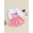 thumbnail image 3 of vera natura Baby Girls Valentine's Day Skirt Sets White Long Sleeve Letter Print Romper Tops Heart Print Skirt Sets, 3 of 9