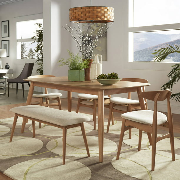 Chelsea Lane Mid Century Modern 6 Piece, Mid Century Modern Round Dining Table Set For 6 Persons