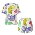 thumbnail image 5 of Picia Cute Chameleons Pajamas Sets for Women Soft Short-Sleeved Pjs with Lounge Shorts Two Piece Sleepwear-, 5 of 9