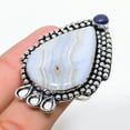 thumbnail image 2 of Natural Blue Lace Agate, Lapis Gemstone 925 Sterling Silver Ring Size 10, 2 of 2