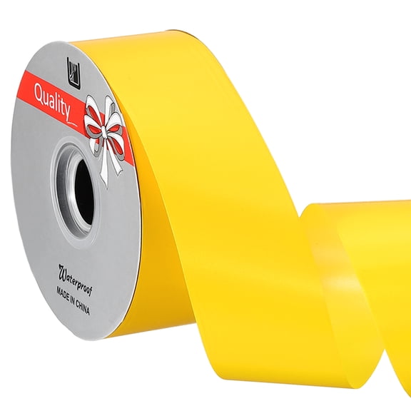 Uxcell Gift Ribbon, (100 yd x 2 Inch, Yellow), Plastic Ribbon Roll Balloon String, Suit for - Birthday Parties/Gift Wrapping/Wedding Party/Decorations Flower/Bouquets Bow Making