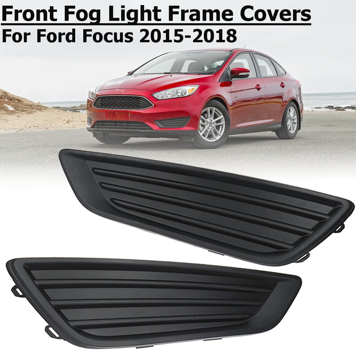 For 2015 16 17 2018 Ford Focus Clear Lens Fog Driving Light Kit with Bezel Bulb
