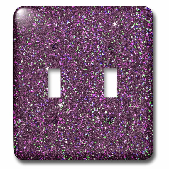 3dRose, Dark Violet with Green, Purple and White Glittery Looking Pattern, double toggle switch