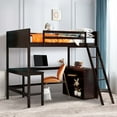 thumbnail image 1 of Aukfa Full Size Loft Bed with Desk and Shelves, Solid Wood Platform Loft Bed for Kids Teens Dorm - Espresso, 1 of 8