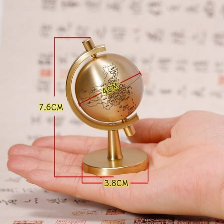 

NUOLUX Household Globe Model Vintage Style Home Copper Decor Desktop Handle Globe Craft