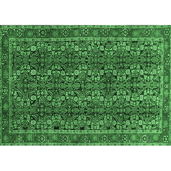 Ahgly Company Indoor Rectangle Persian Emerald Green Traditional Area Rugs, 6' x 9'