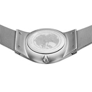 Bering Time Classic Collection Silver Stainless Steel Case and Milanese Strap with Green Day and Date Dial Men's Watch. 11938-008DD