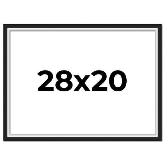 28x20 Frame Black & Silver Solid Wood Picture Frame Width 1.25 Inches | Interior Depth 0.75 Inches