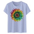 thumbnail image 4 of TSADFHJI T-Shirts pour Femmes Coupe Ample Tops de Noël pour Femmes Tendance Manches Courtes Col Rond Coupe Ample Chemises Confortables Blouses d'Été Douces T-Shirts Basiques Décontractés L Bleu, 4 of 5