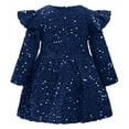 thumbnail image 3 of IDOPIP Toddler Baby Girls Sequin Velvet Tutu Dress Long Sleeve Princess Christmas Birthday Party Dresses, 3 of 5