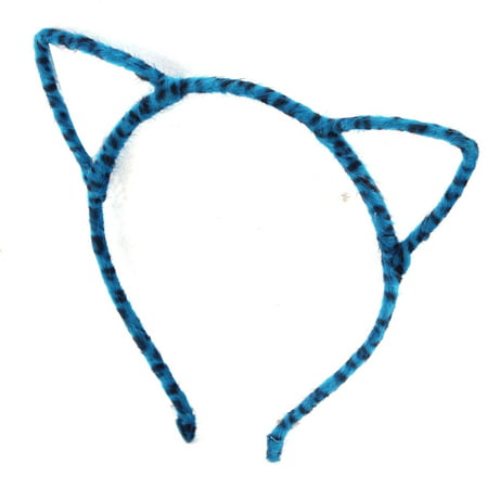 Outdoor Party Travel Woman Plush Cat Ear Design Hairband Ornament Hair Hoop Blue