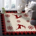 thumbnail image 6 of Christmas Elk Area Rug 5x7ft Snowflake Red Black Buffalo Plaid Non-Slip Washable Square Rugs Soft Felt Indoor Floor Mat for Bedroom Kitchen Living Room Bathroom, 6 of 8