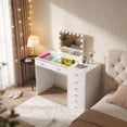 thumbnail image 3 of Fenchilin 48" Vanity Mirror Desk with Lights RGB 8 Drawers White, 3 of 8