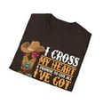 thumbnail image 4 of Cowgirl Boots & Hat I Cross My Heart Western Country Cowboys Unisex T-Shirt, 4 of 4