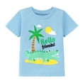 thumbnail image 3 of HILEELANG 2-7T Toddler Little Boys 3-Pack T-Shirts Dinosaur Shark Surf Graphic 100% Cotton Short Sleeve Summer Tees Blue Yellow White 2T 3T 4T 5T 6T 7T, 3 of 5