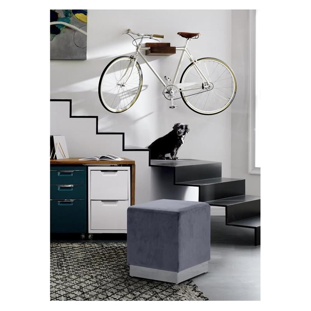 Pemberly Row Modern / Contemporary Velvet Ottoman/Stool in Gray