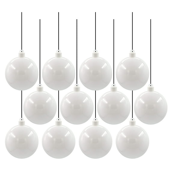 12 Pack 100mm 4" Shiny White Ball Ornament with Wire and UV Coating