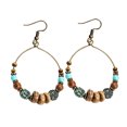 thumbnail image 4 of Qarigey 1 par de pendientes colgantes circulares de piedra artificial para mujer, ganchos para las orejas de viaje para mujer, joyería decorativa de Ropa, zapatos y accesorios Miscelánea Madera Qarigey AP0798-01B, 4 of 6