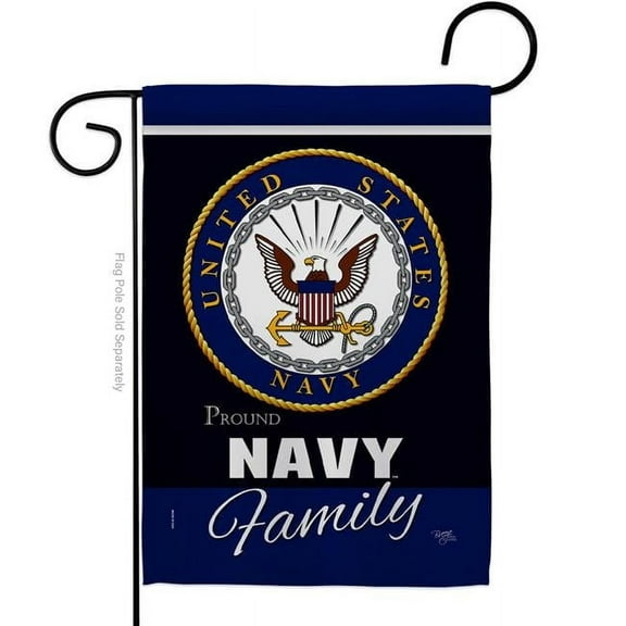 Breeze Decor G158412-BO 13 x 18.5 in. Navy Proudly Family Garden Flag with Armed Forces Double-Sided Decorative Vertical Flags House Decoration Banner Yard Gift