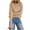 Khaki, variant on Wenini Women's Solid Round Neck Openwork Knit Sweater Pullover Top Long Sleeve Ruffle Cuff Casual Fall Winter Sweater Top