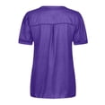thumbnail image 1 of Pompotops T-Shirt Décontracté Mode Col en V Couleur Unie Manches Courtes Ample pour Femmes, 1 of 4