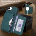 thumbnail image 3 of ELEHOLD 2-in-1 Wallet Case for iPhone 16e/17e, Detachable RFID Blocking Shockproof Magnetic Case with Kickstand,Green, 3 of 8