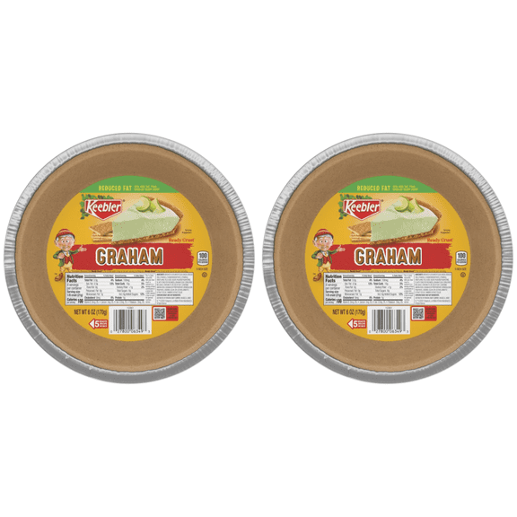 Keebler Reduced Fat 9" Graham Cracker Pie Crust, 6 oz pack of 2