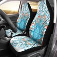thumbnail image 1 of ABPHQTO Juego de 2 fundas para asientos de coche, copo de nieve abstracto azul, turquesa y marrón, acuarela en ramitas, protector universal para asientos delanteros de coche, 1 of 4