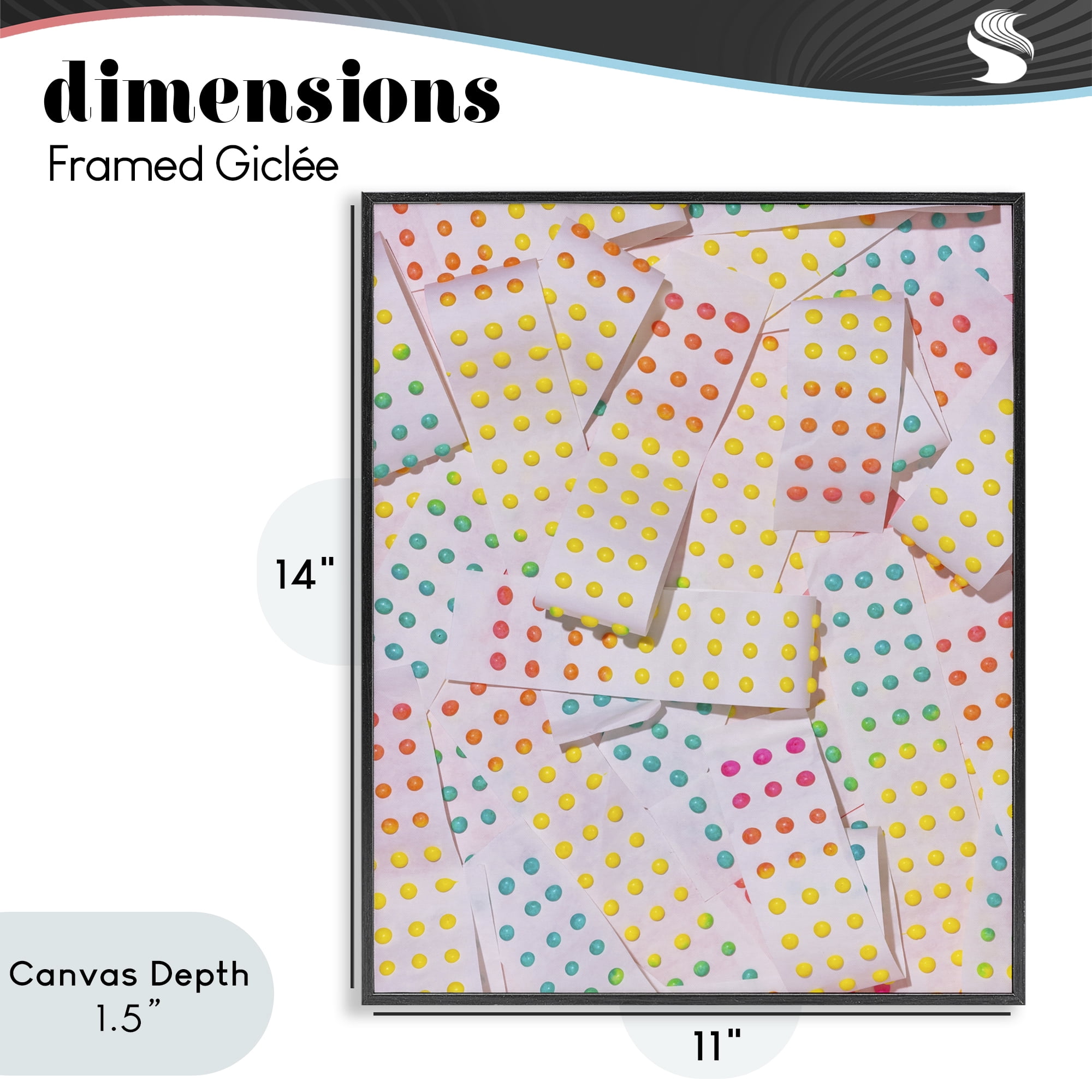 Stupell Industries Retro Color Candy Dots Black Framed Giclee Art, design by LISH Creative