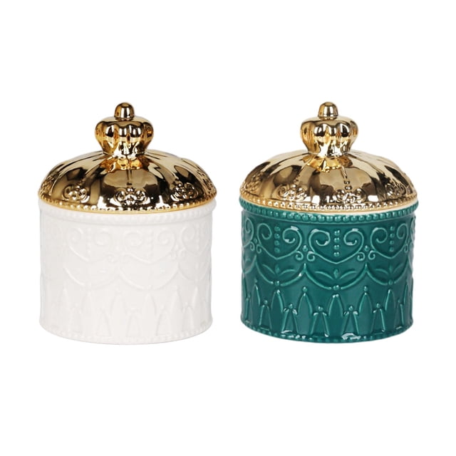 2 Piezas Caja de Joyería Redonda Baratija Tanque de Almacenamiento Soporte de Exhibición de Joyería para La Decoración de La Boda Del Hogar Estilo C