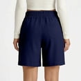 thumbnail image 5 of HKYNLAG Womens Cotton Linen Shorts Plus Size Elastic Waist Bermuda Shorts Casual Drawstring Lounge Shorts for 2026 Summer Vacation Navy 3XL, 5 of 7