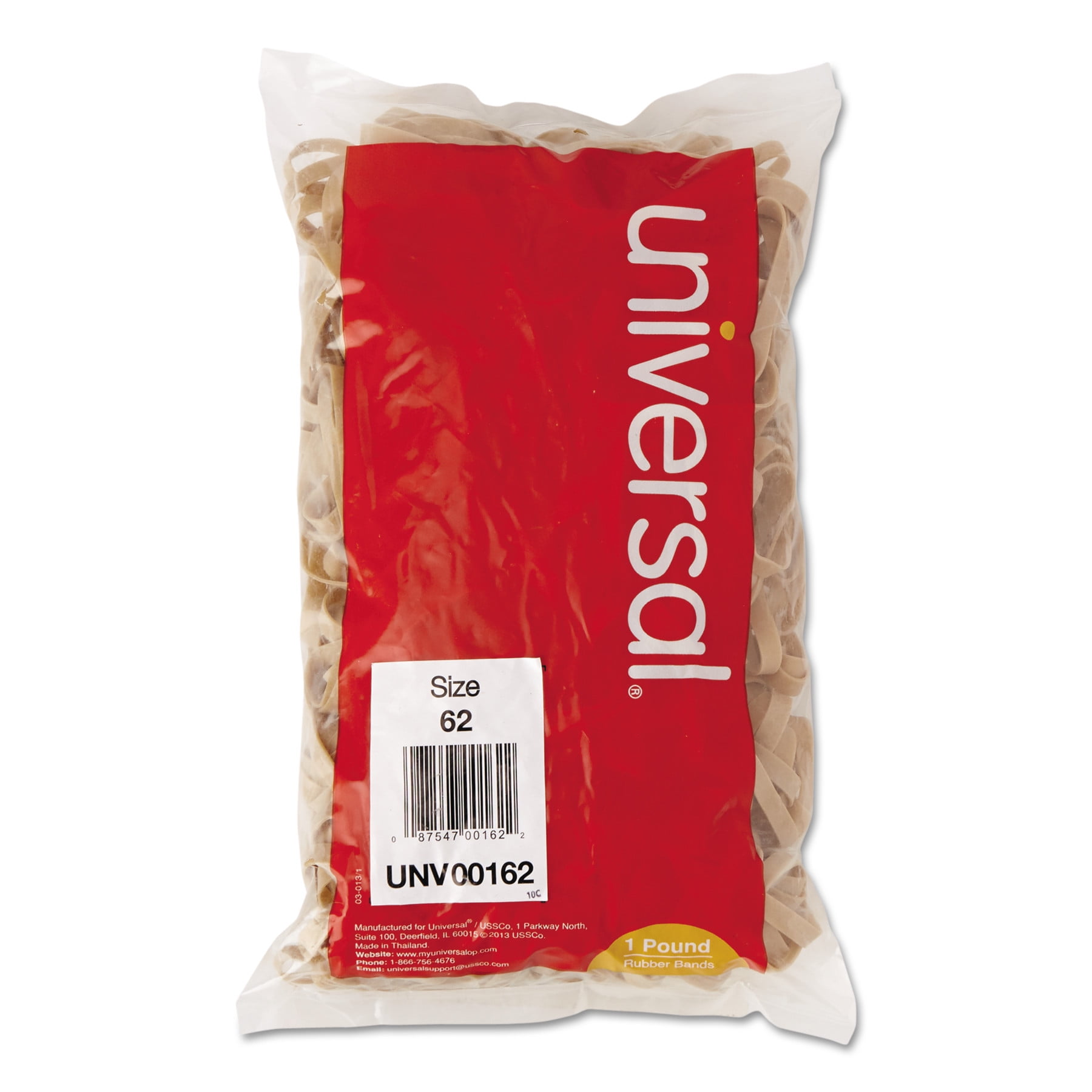 Universal Rubber Bands, Size 62, 21/2 x 1/4, 490 Bands/1lb Pack