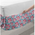 thumbnail image 2 of Blue and Pink Bed Skirt, Abstract Petals and Leaves, Elastic Bedskirt Dust Ruffle Wrap Around for Bedding Decor, 4 Sizes, Sea Blue Pink, by Ambesonne, 2 of 2