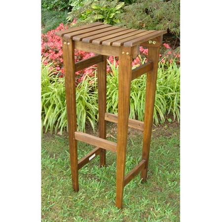 International Caravan Highland Outdoor Acacia Backless Bar Stools - Set of 2