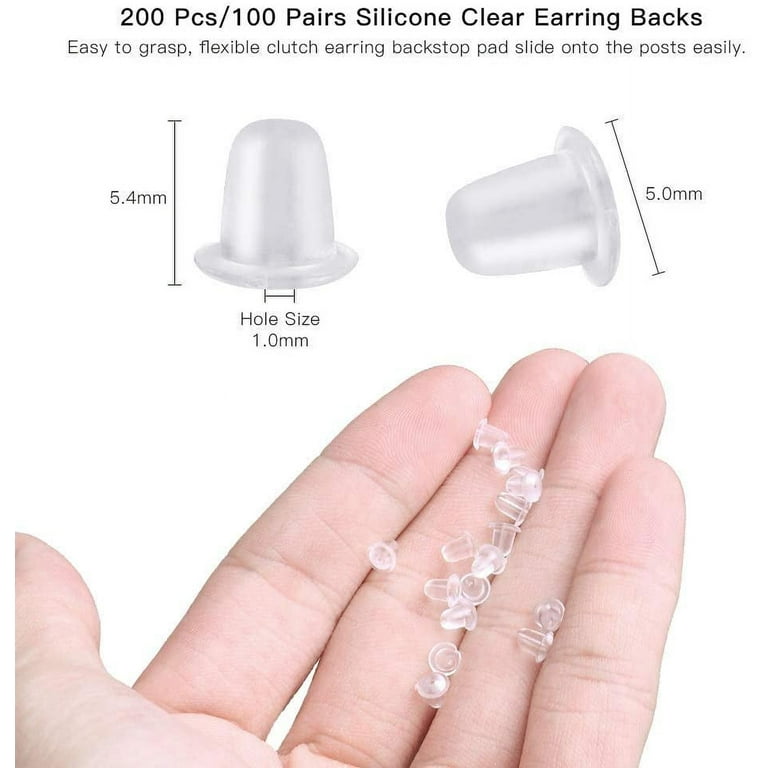 Mazoliy Earring Backs for Sensitive Ears, 200pcs Silicone Clear for Studs Earring Hooks Hypo-Allergenic Earring Stoppers Jewelry Accessories