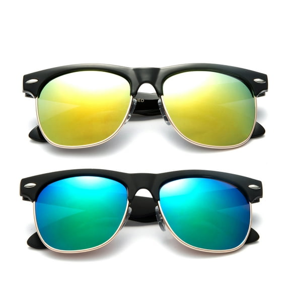 Newbee Fashion - "Kay" Kids Vintage Metal Finish Flash Lens Fashion Sunglasses