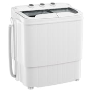SUNCROWN 16lbs Portable Twin Tub Washer with Spin Dryer Washing Machine , Mini Compact Laundry Washer Machine with Drain Pump, Semi-automatic Washer Combo, Apartments(Grey)