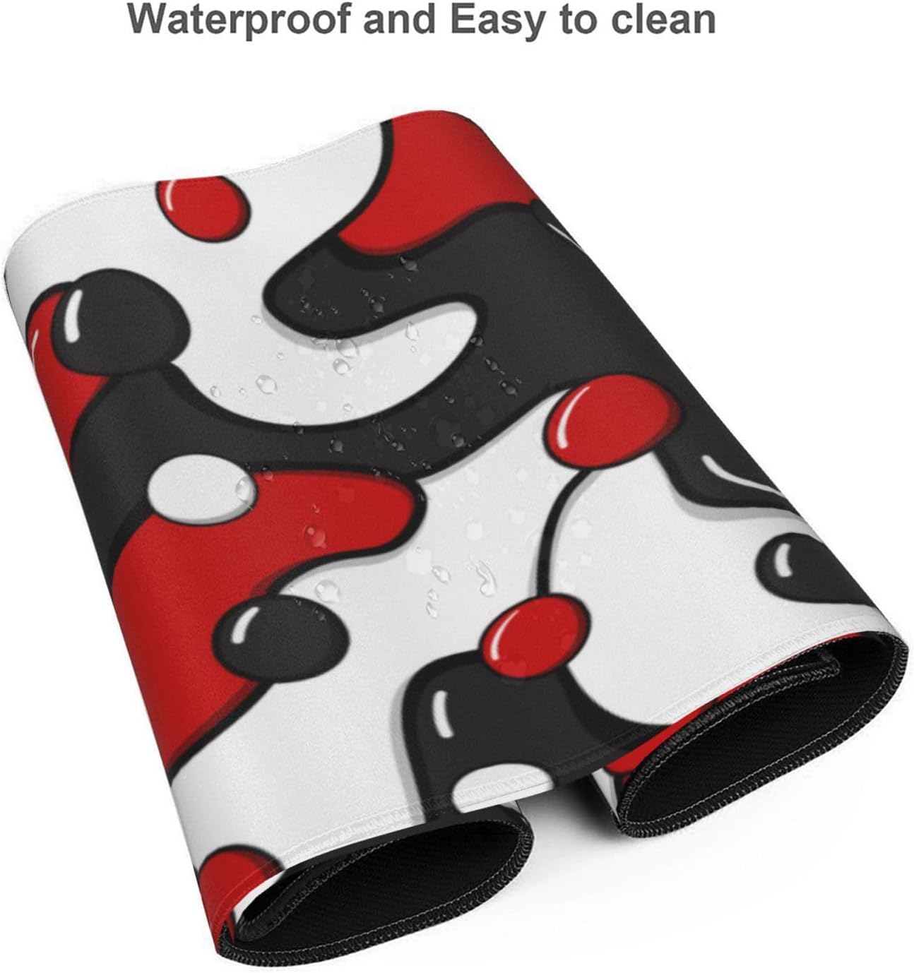Red Black White Gaming Mouse Pad Desk Pad XXL 35.4×15.7 Inch Japanese Anime Geometric Cool Extended Mousepad 40X90cm with Non-Slip Rubber Base Stitched Edge Large Desk Mat for Gamer Office Home Work