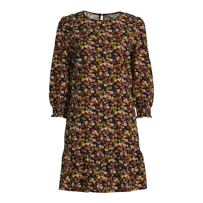 3/4 Sleeve Print Mini Round Neck Bandage Floral Dresses 3/4 Sleeve Print Mini Round Neck Bandage Floral Dresses