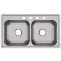 Dayton Stainless Steel 33" x 19" x 8", Equal Double Bowl Drop-in Sink.