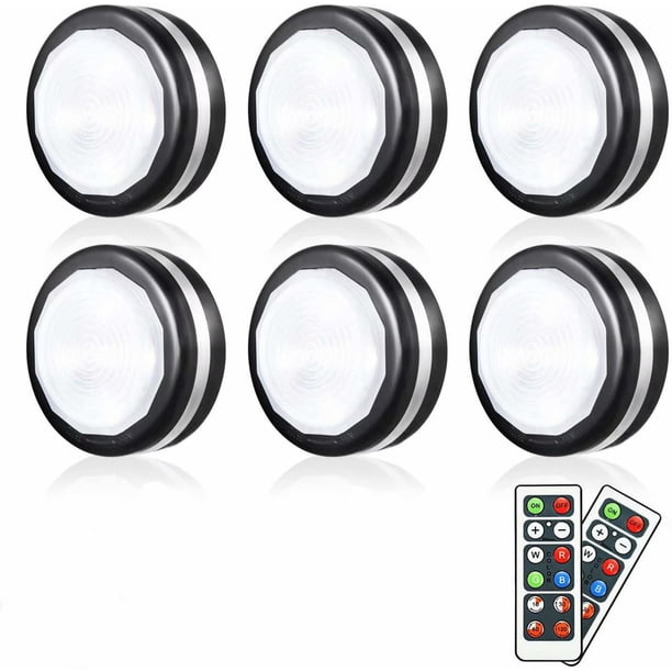 Juego de iluminación RGB de 6 piezas para debajo de los gabinetes de cocina, luces LED de cocina con control táctil inalámbrico, luz de color regulable para gabinete, luz nocturna para estante de bebi