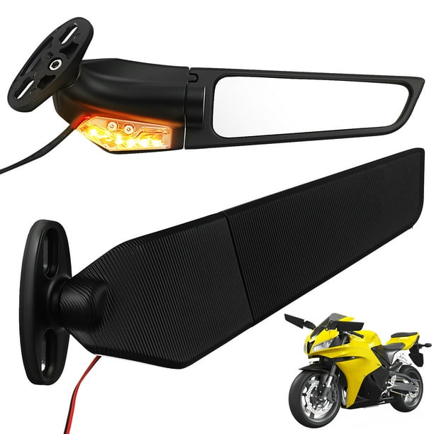 1 par de espejos de motocicleta, espejos laterales de motocicleta, espejo retrovisor de motocicleta, espejos de motocicleta con señales de giro